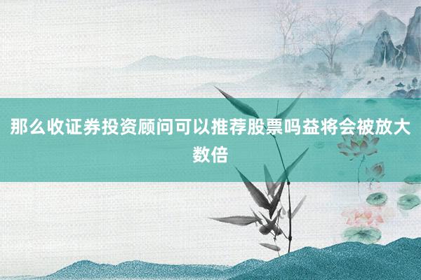 那么收证券投资顾问可以推荐股票吗益将会被放大数倍