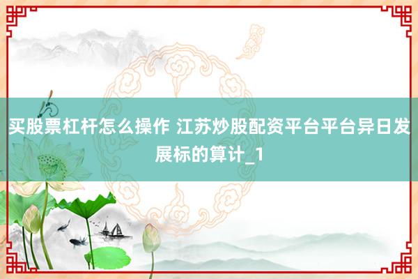 买股票杠杆怎么操作 江苏炒股配资平台平台异日发展标的算计_1