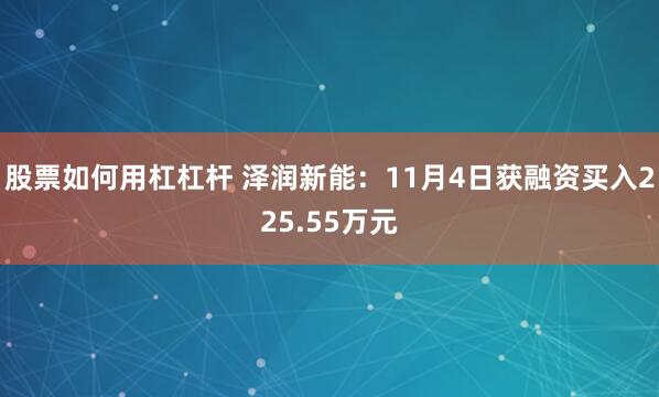 股票如何用杠杠杆 泽润新能：11月4日获融资买入225.55万元